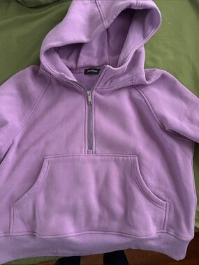 Light Lavender Half-Zip Hooded Pullover